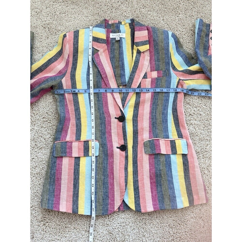 Current Air Women’s Med‎ Rainbow Striped Blazer Linen Blend Academia Preppy - Picture 8 of 9